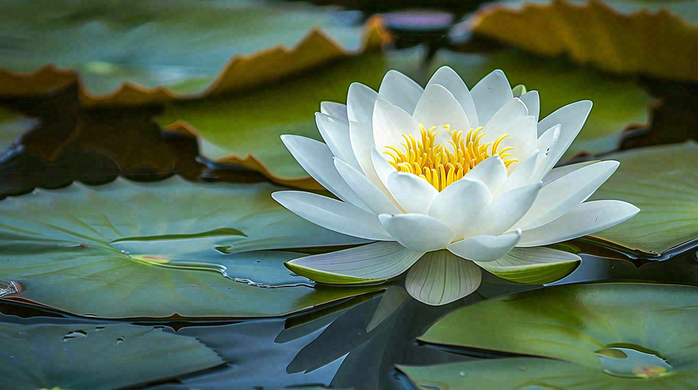 立夏池塘睡莲白莲花夏至小暑大暑摄影图