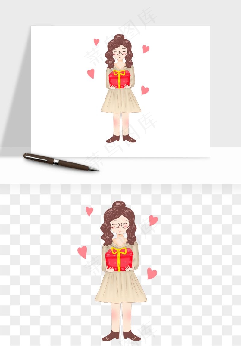 手绘教师节老师学生png免抠