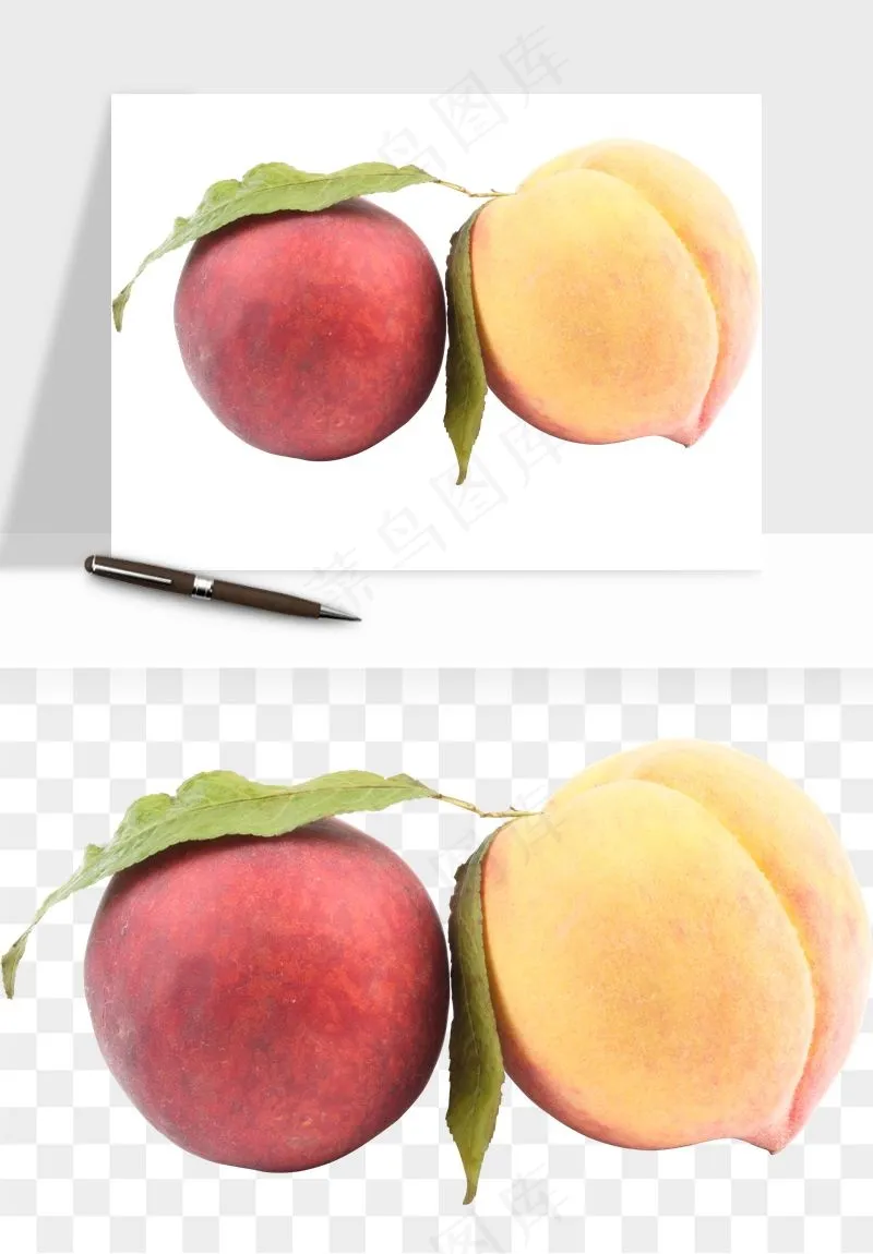 桃子油桃黄桃水果png免抠