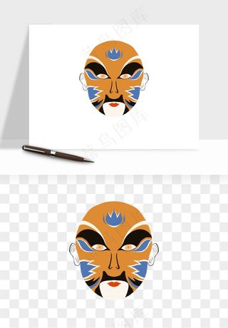 手绘戏剧脸谱卡通面具png免抠