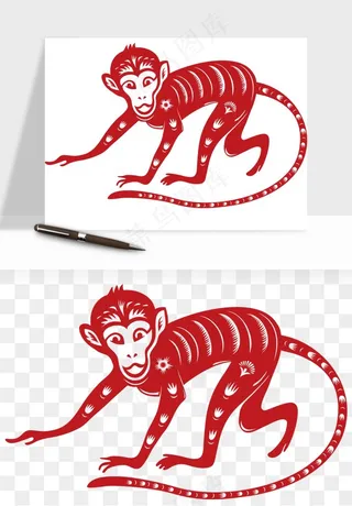 十二生肖剪纸中式纹样图案png免抠