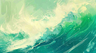 端午节水浪花绿色创意插画背景