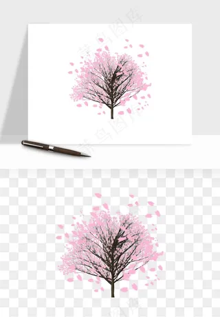 手绘樱花树png免抠