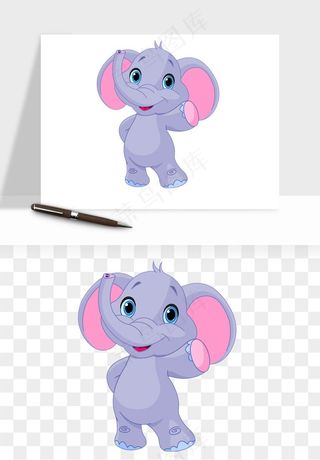 手绘大象小象png免抠
