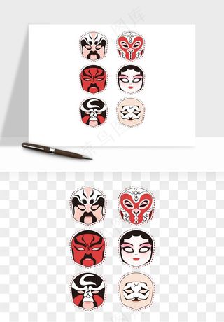 手绘戏剧脸谱卡通面具png免抠