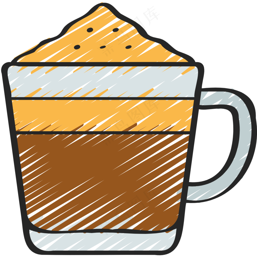 拿铁咖啡 latte 绿色健康食品 铅笔手绘图标icon