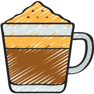 拿铁咖啡 latte 绿色健康食品 铅笔手绘图标icon