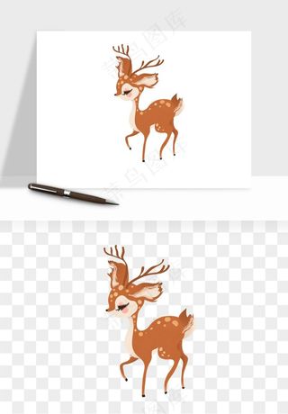 手绘梅花鹿小鹿麋鹿png免抠