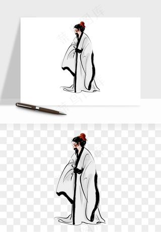 手绘古代诗人文人png免抠