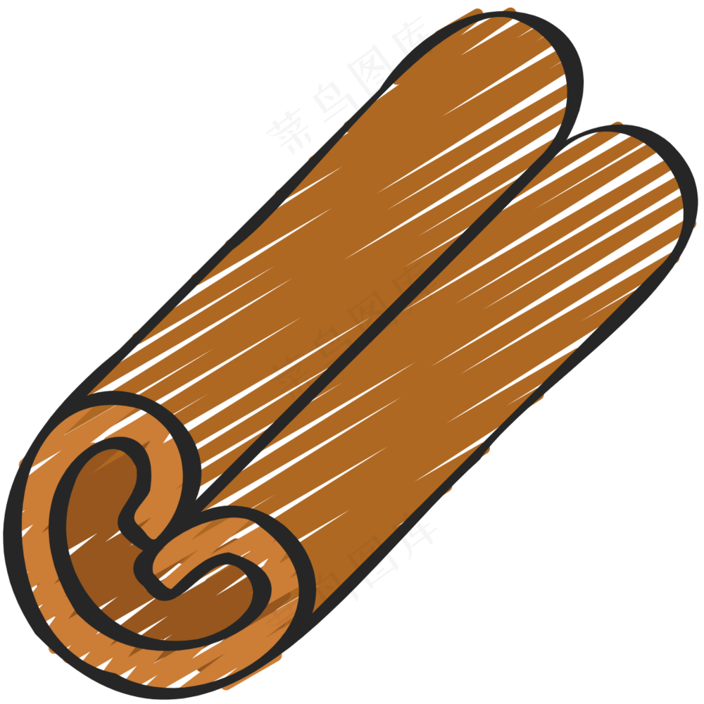 肉桂 香料 cinnamon 绿色健康食品 铅笔手绘图标icon