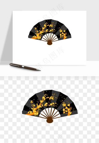 古风扇子元素png免抠