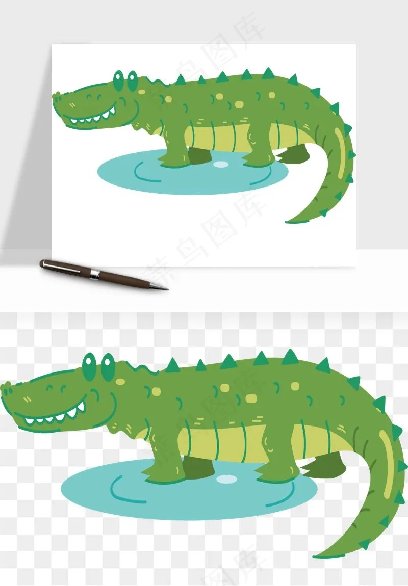 手绘鳄鱼png免抠