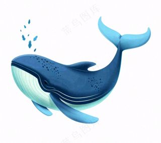 海洋鲸鱼动物卡通插画免抠
