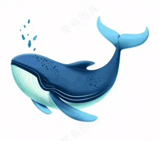 海洋鲸鱼动物卡通插画免抠