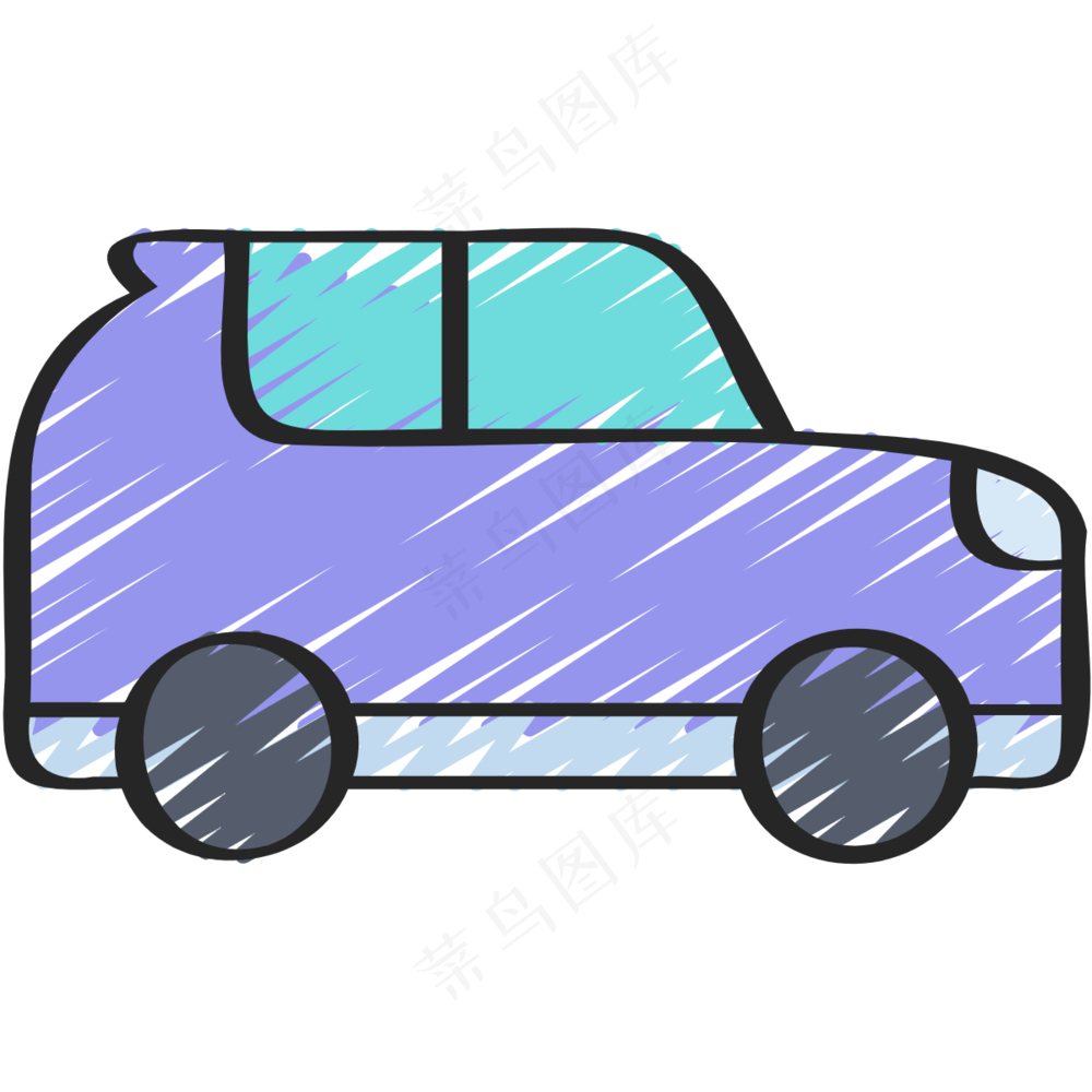紫色SUV车 铅笔手绘图标icon