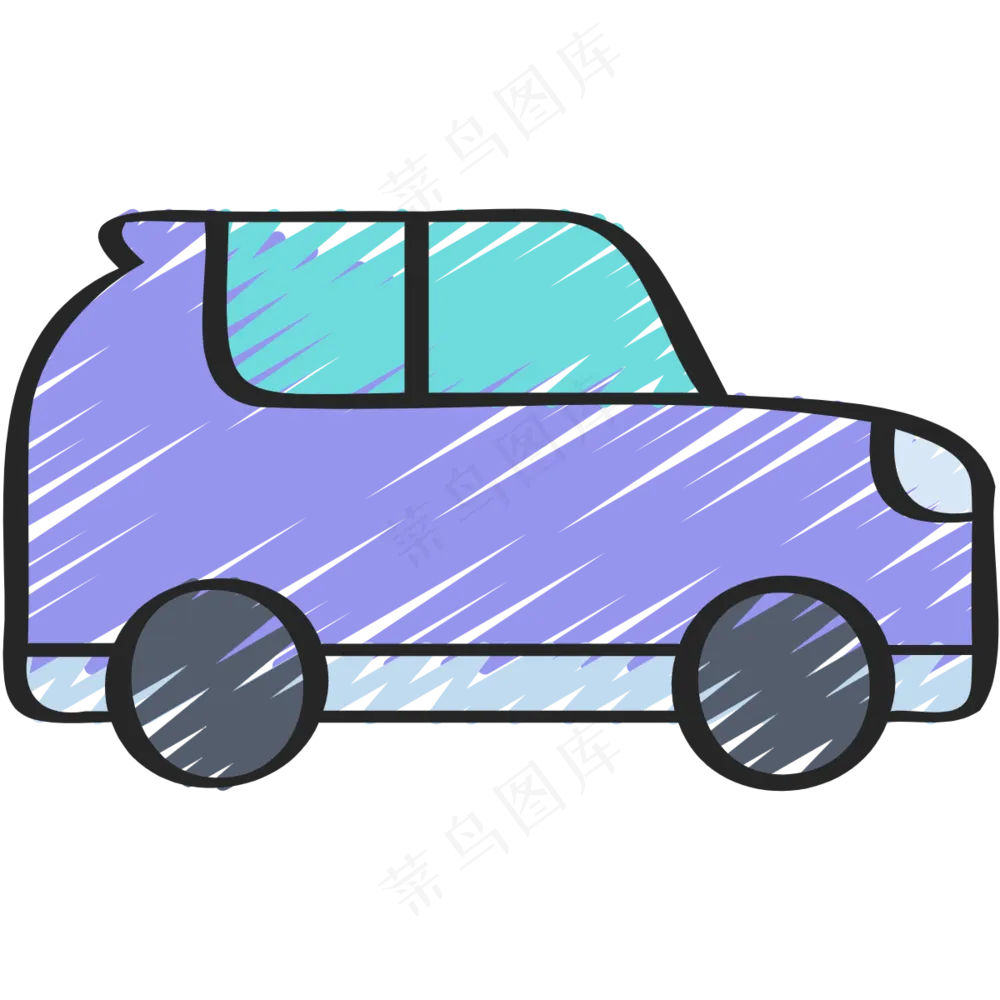 紫色SUV车 铅笔手绘图标icon
