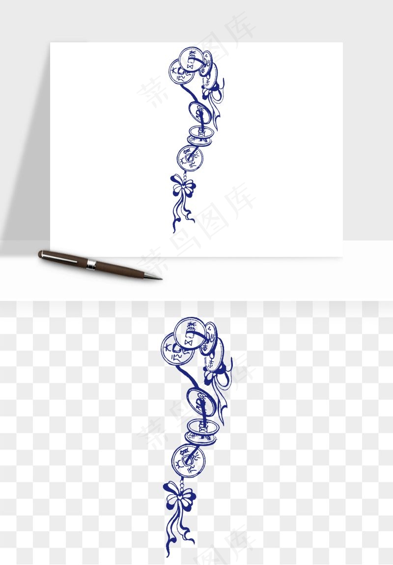 青花瓷花纹花卉图案png免抠