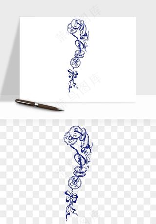 青花瓷花纹花卉图案png免抠