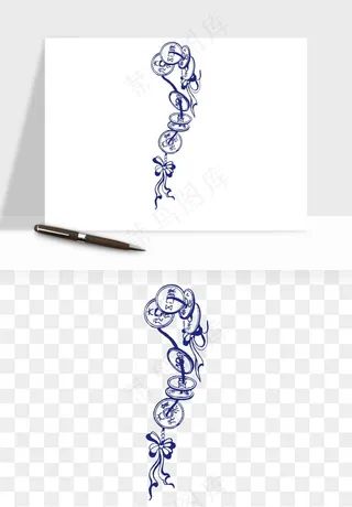 青花瓷花纹花卉图案png免抠