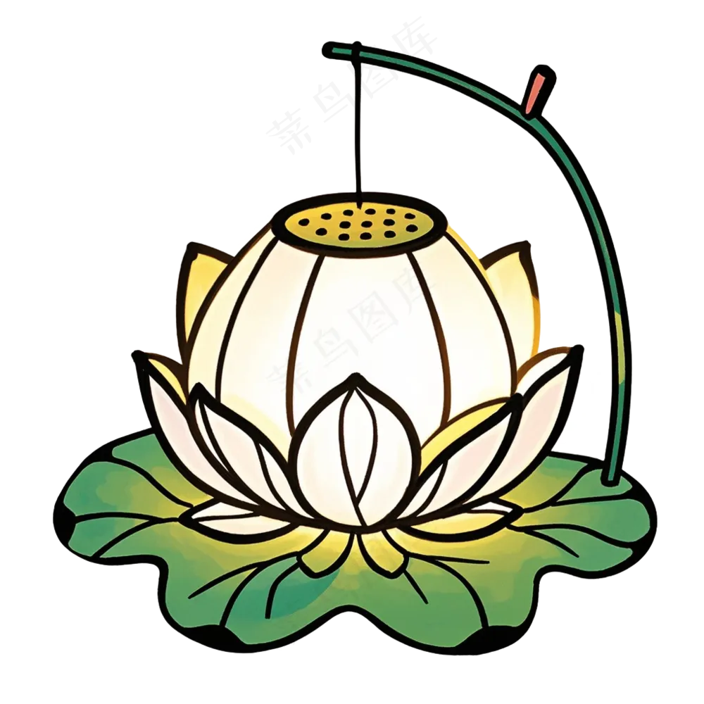 中式彩色莲花灯免抠图中元节