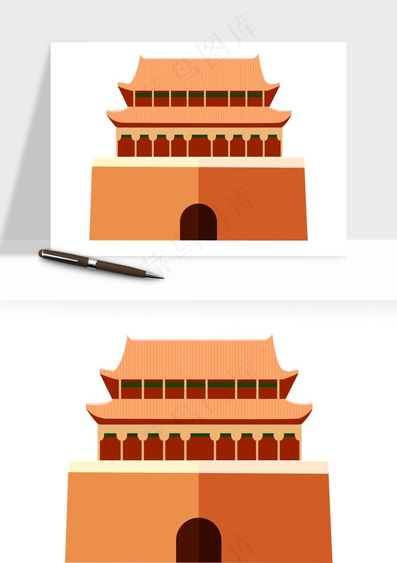 国潮风古建筑古楼古塔鼓楼ai,png免抠图