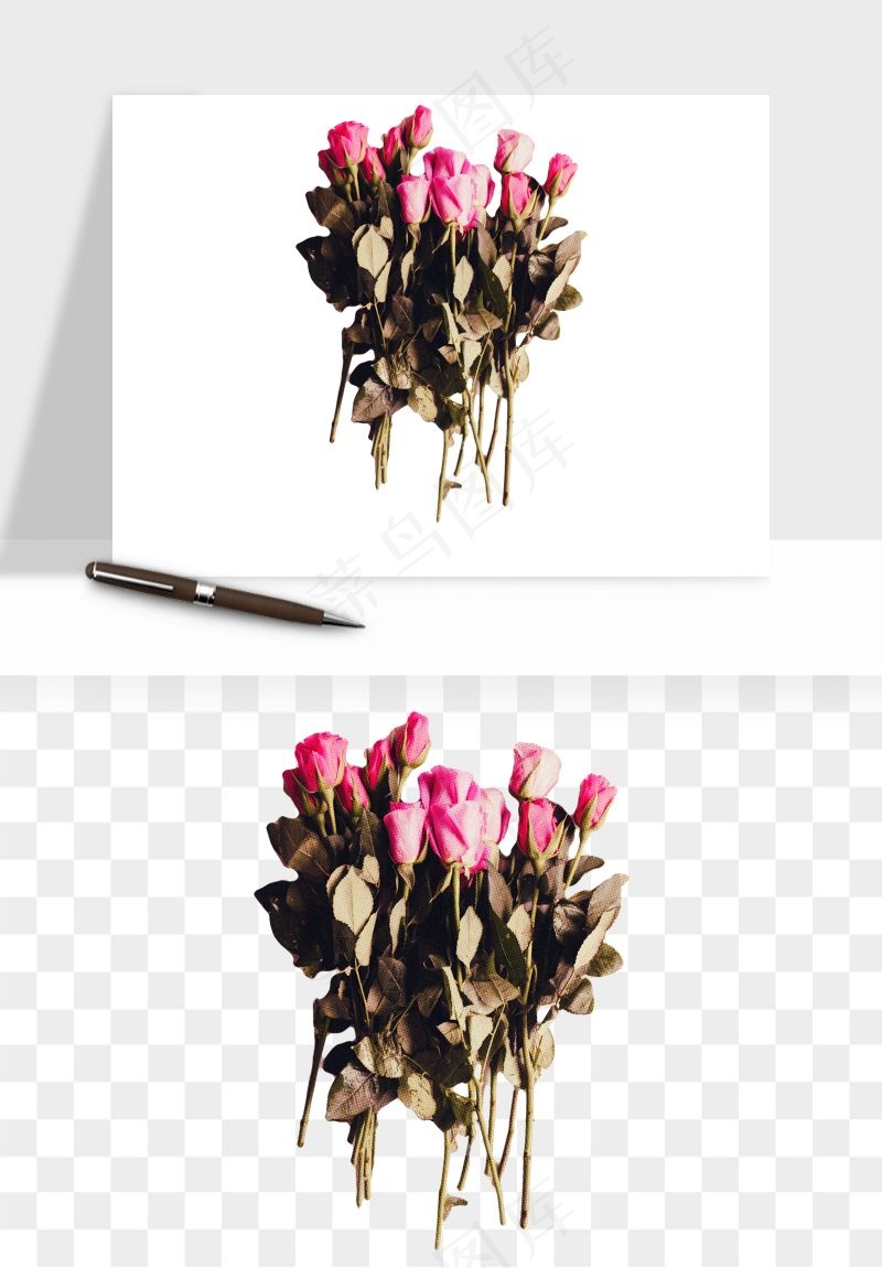 复古鲜花玫瑰png免抠