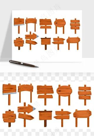 木牌指示路牌挂牌矢量png免抠