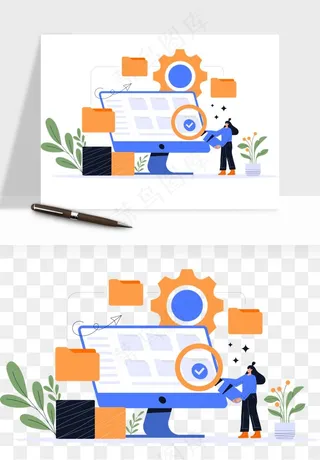 立体2.5d科技商务png免抠