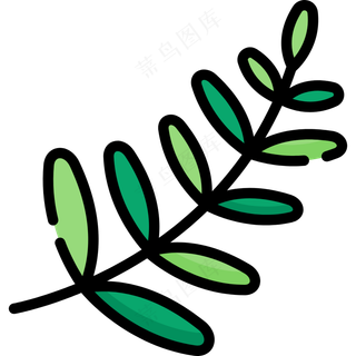 叶子 线性彩色花卉图标 leaf icon