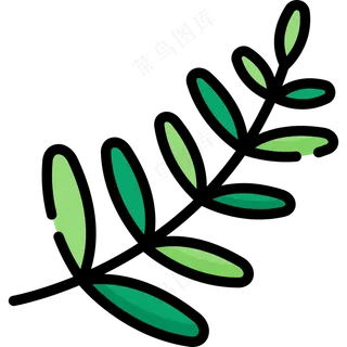 叶子 线性彩色花卉图标 leaf icon