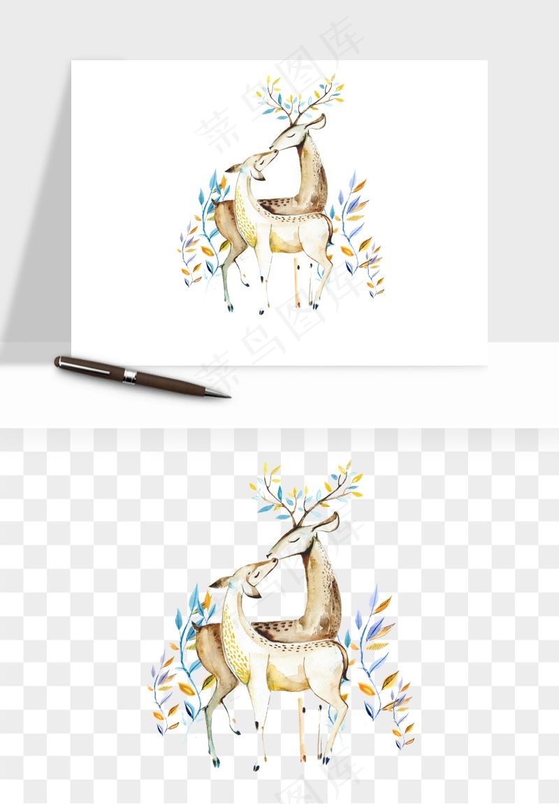 手绘梅花鹿小鹿麋鹿png免抠