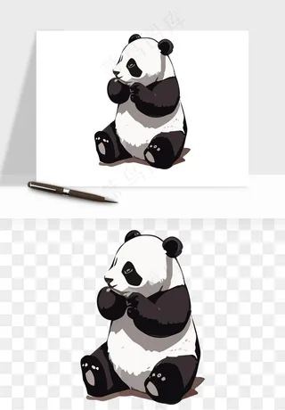 熊猫国宝手绘png免抠