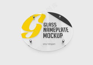 黄白色简约风透明亚克力广告牌样机