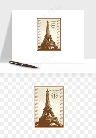 复古明信片信封png免抠