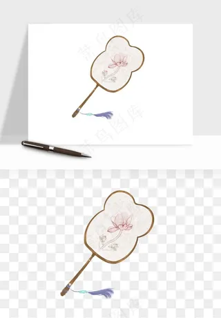 古风扇子元素png免抠