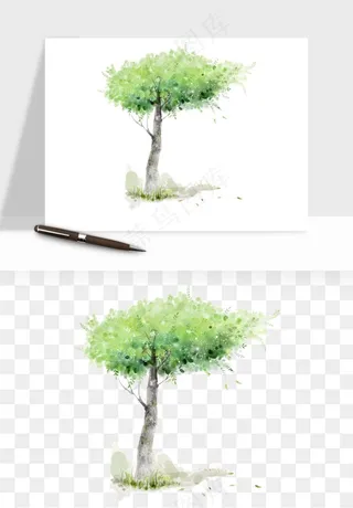 水彩手绘树木png免抠