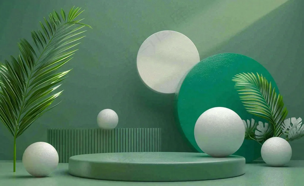 美妆护肤3d展台清新背景