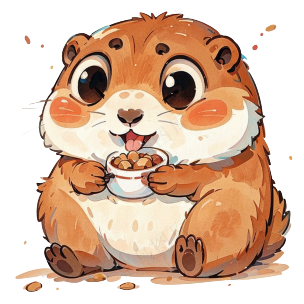 可爱土黄色卡通贪吃鼠鼠免抠图