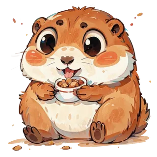 可爱土黄色卡通贪吃鼠鼠免抠图