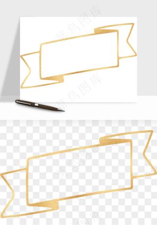 金色植物花环边框png免抠