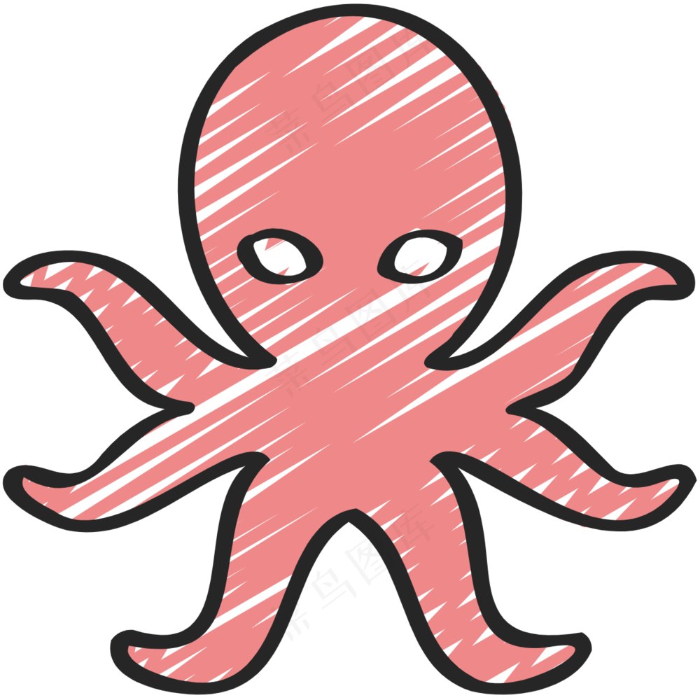 粉色小章鱼 铅笔手绘图标icon