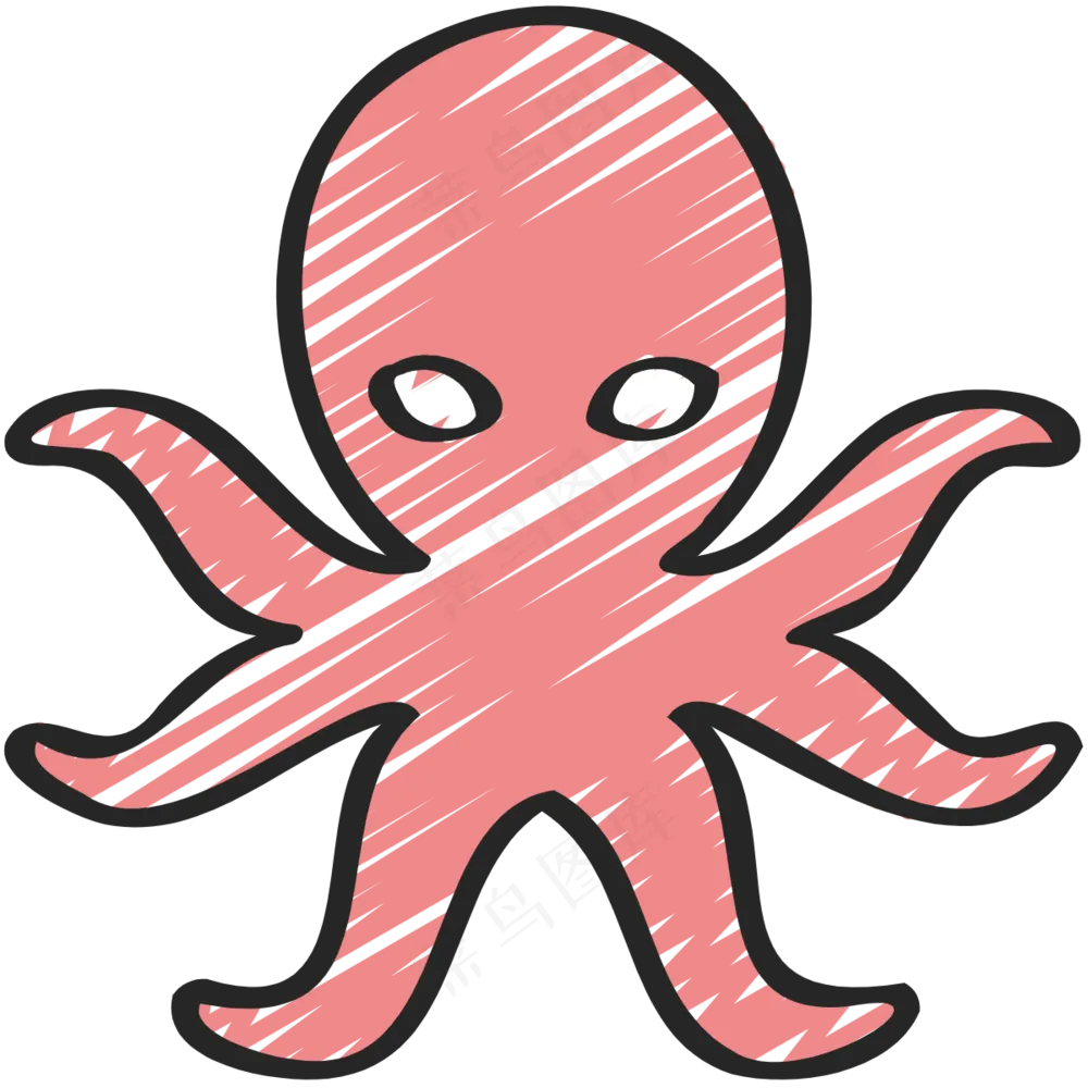 粉色小章鱼 铅笔手绘图标icon