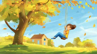 秋天插画风景处暑背景