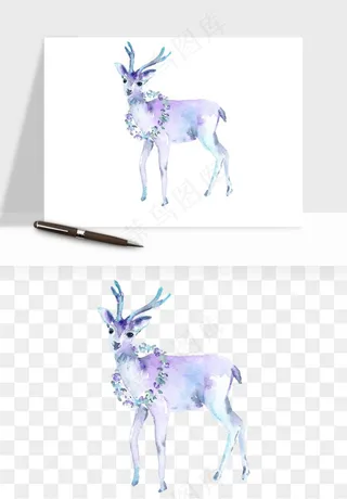手绘梅花鹿小鹿麋鹿png免抠