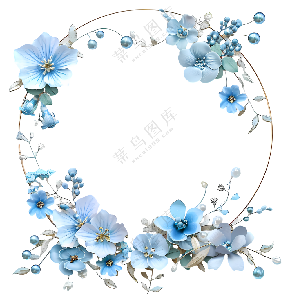 蓝色花卉花环