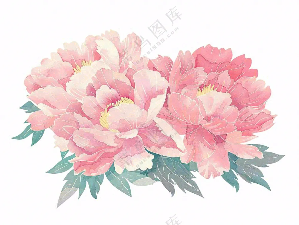 牡丹花朵国花插画免抠