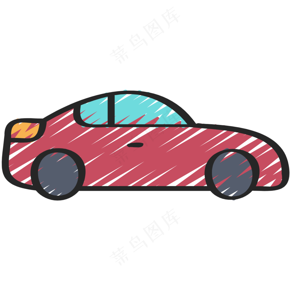 红色超级跑车 超跑 铅笔手绘图标icon