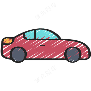 红色超级跑车 超跑 铅笔手绘图标icon