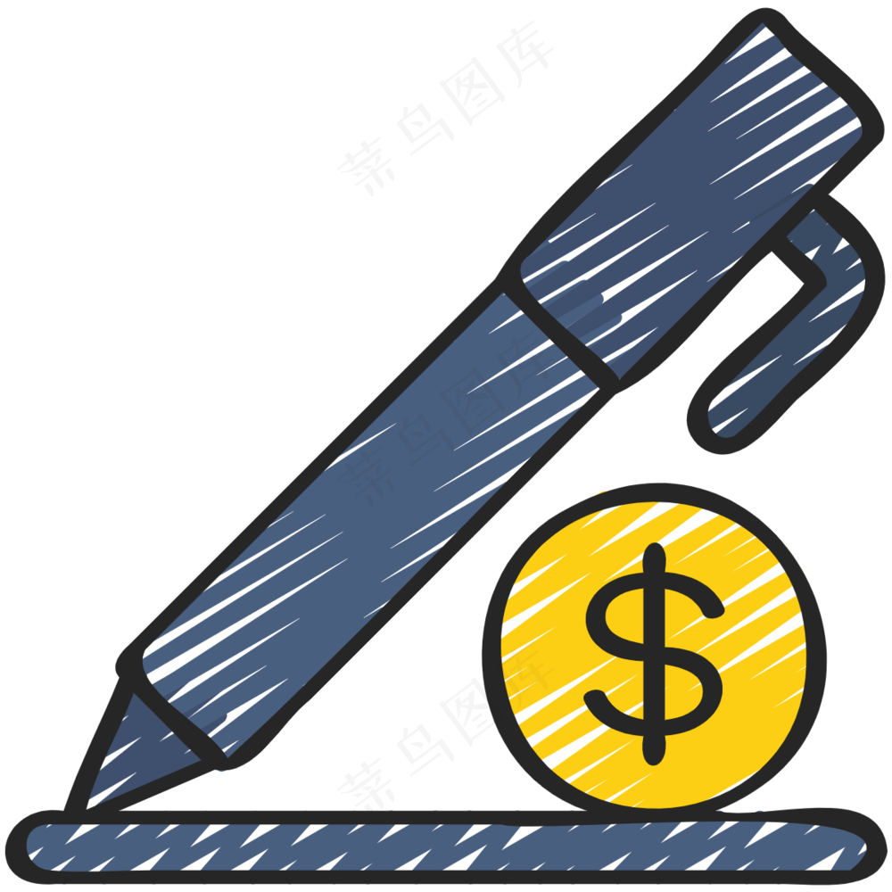 签合同 写支票 铅笔手绘图标icon