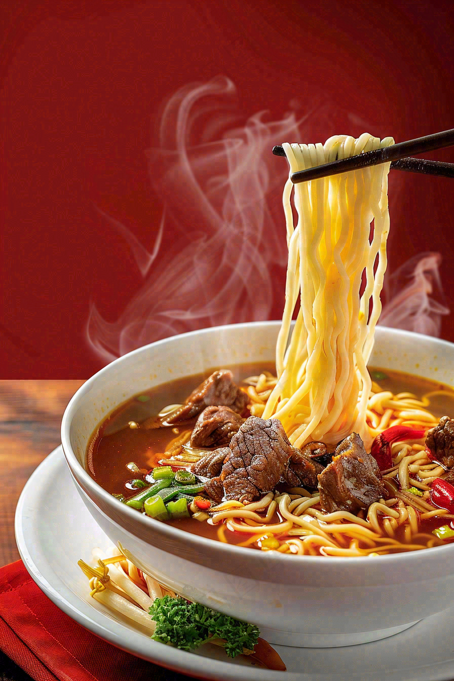 中餐食物美食牛肉面摄影图背景